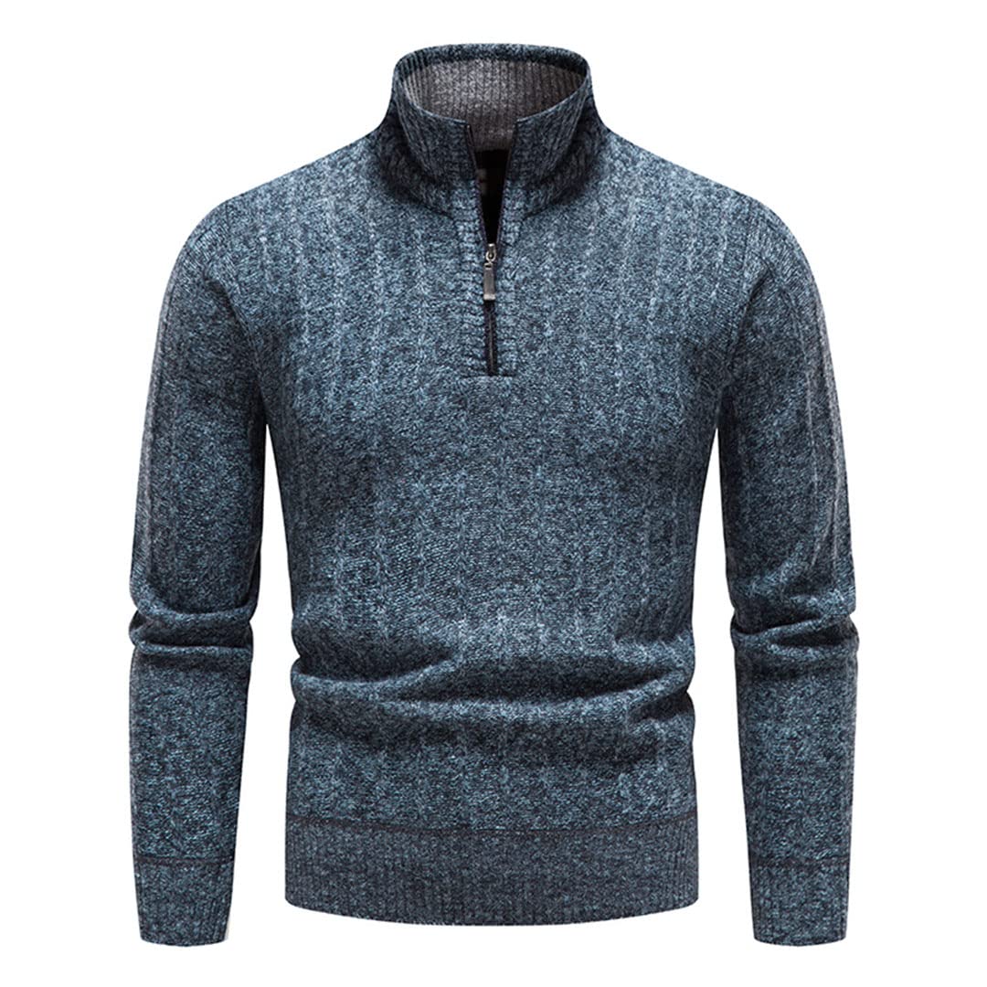 Vogrtcc Męskie polarowe swetry zimowe ciepłe dzianinowe sweter sweter moda półzamek stójka na co dzień dzianinowy sweter