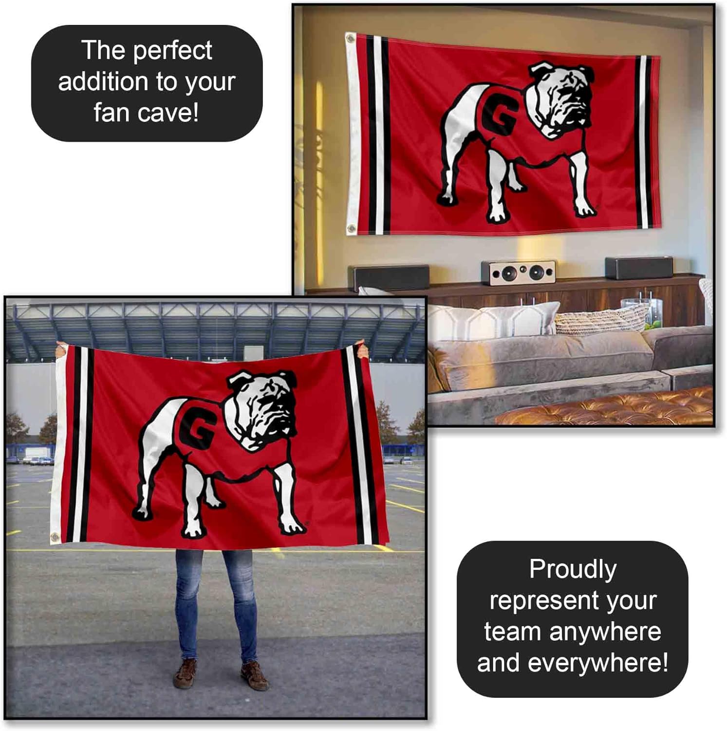 Georgia Bulldogs Vintage Retro Throwback 3x5 Banner Flag