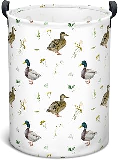 Cute Mallard Duck Laundry Basket Funny Duck Dirty Clothes Hamper Room Decor | Collapsible Waterproof Oxford Cloth Laundry Hamper Funny Round Storage Basket as for Bedroom Bathroom Dorm