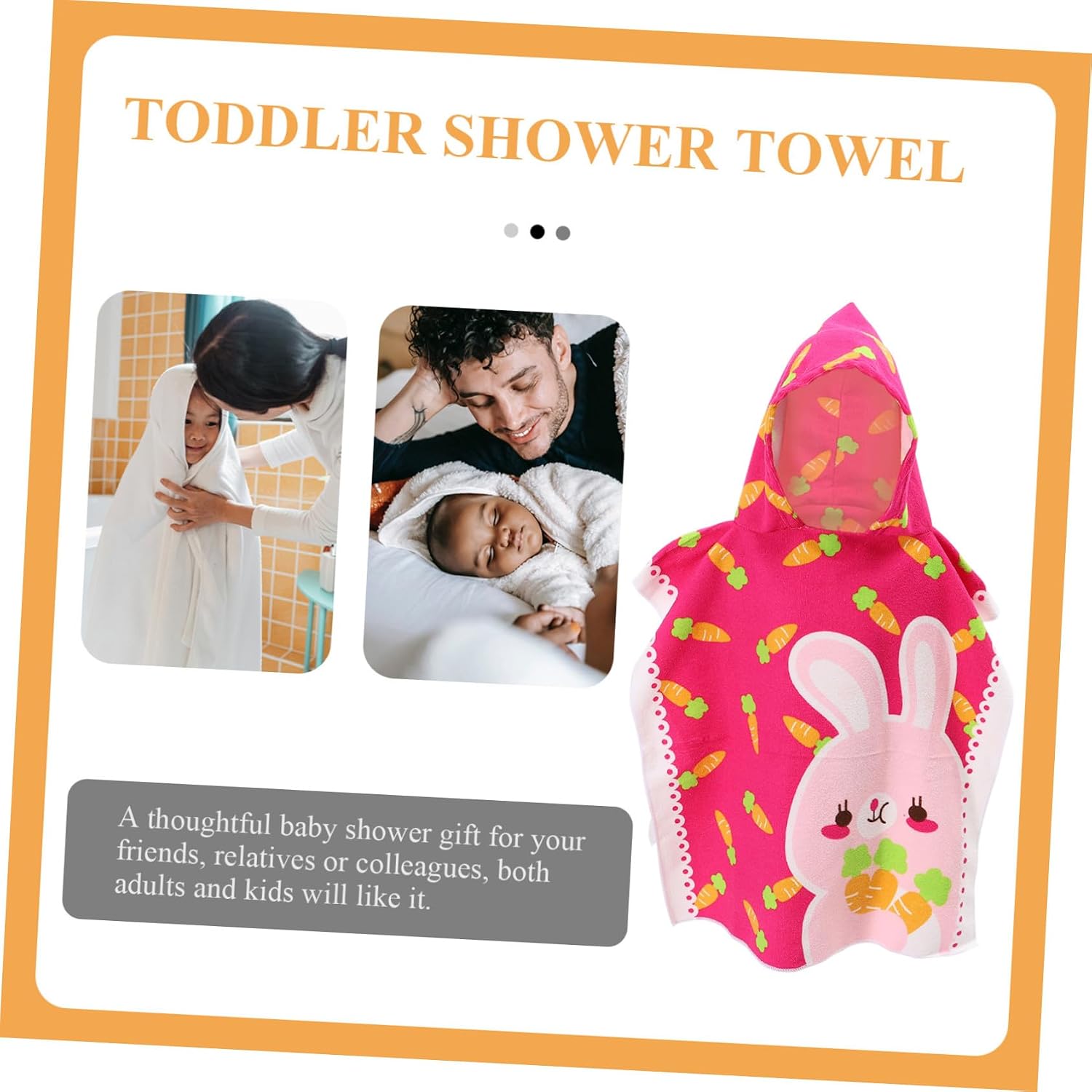Garneck Hooded Beach Towel Cape, Cartoon Rabbit Design, Soft Absorbent Bath Towel for Pool and Beach, Lightweight Hooded Swim Wrap for Boys and