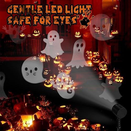 Miniatura 4 de Decoración LED de Halloween, proyector giratorio de fantasma, luces de estaca para patio, luz nocturna de paisaje para interiores y exteriores, para