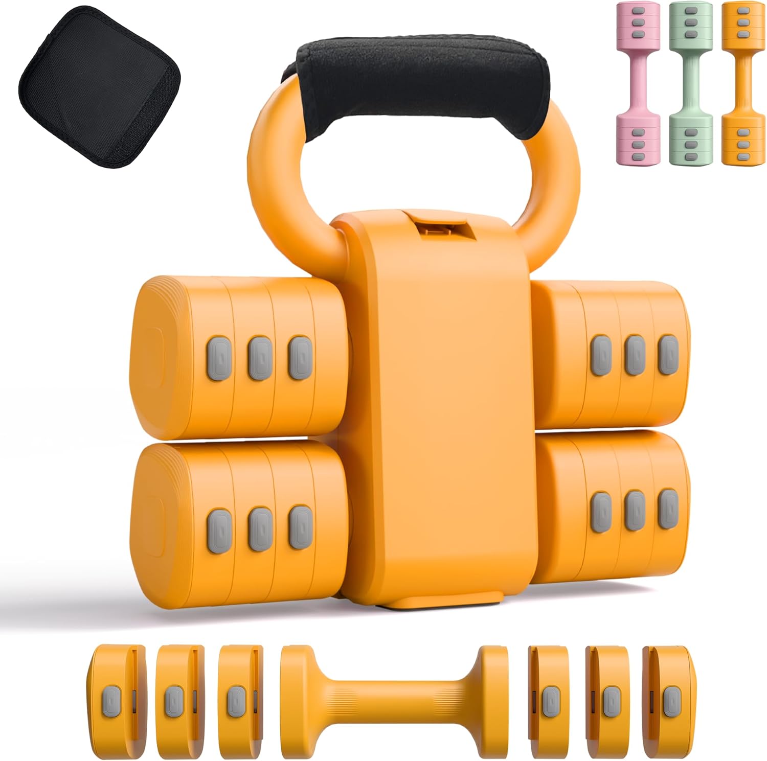 2-in-1 Adjustable Dumbbell Set for Women - 4 Levels (2.2lbs to 12.1lbs) - Home Gym Weights for Women at Home - Fitness Dumbbells