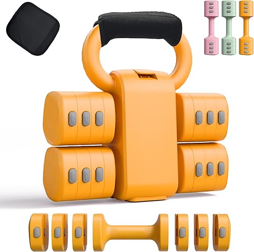 Miniatura 1 de Juego de mancuernas ajustables 2 en 1 para mujer, 4 niveles (2.2 libras a 12.1 libras), pesas de gimnasio en casa para mujeres en casa, mancuernas