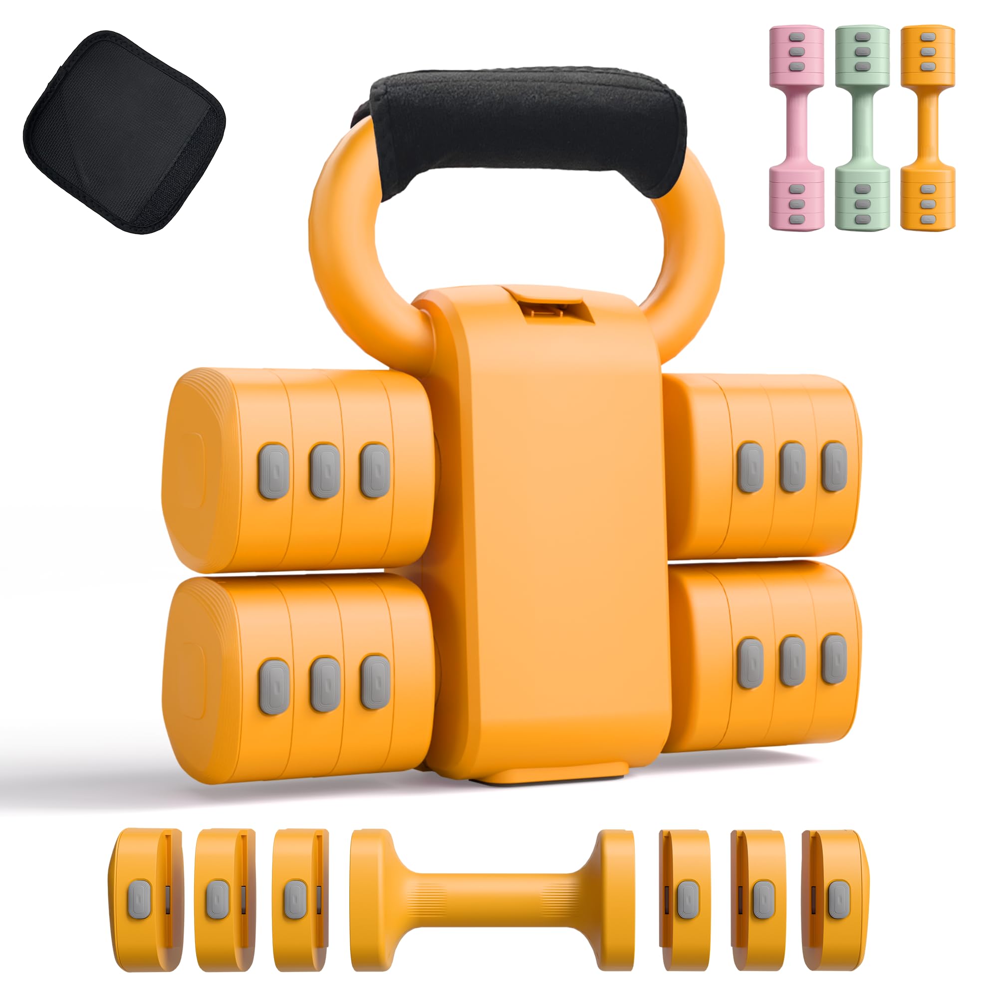 2-in-1 Adjustable Dumbbell Set for Women - 4 Levels 2 2lbs to 12 1lbs - Home Gym Weights
