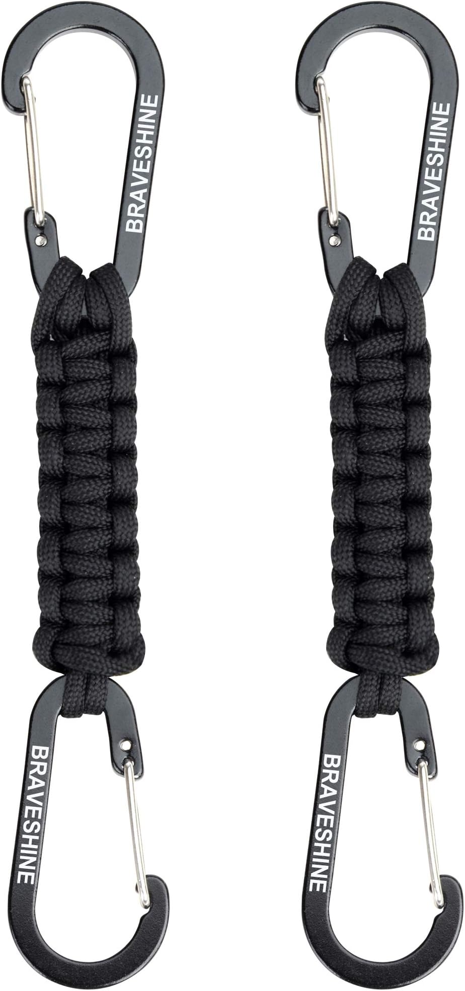 BRAVESHINE Keychain with Snap Hook Carabiner Clips, Paracord Keychain Carabiner Clips with Locking D Ring Hooks Hangers, Heavy Duty Lanyard Key Chain for Car Keys, Backpack, Tools, Men, Women