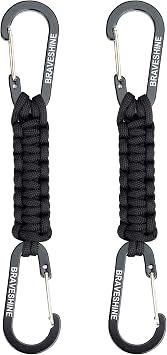 BRAVESHINE Keychain with Snap Hook Carabiner Clips, Paracord Keychain Carabiner Clips with Locking D Ring Hooks Hangers, Heavy Duty Lanyard Key Chain for Car Keys, Backpack, Tools, Men, Women