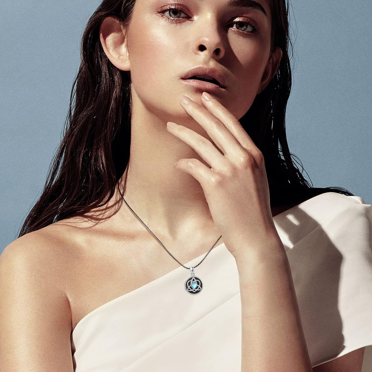 Miniatura 6 de MEDWISE Collar con medallón celta para mujer, plata de ley S925 que sostiene fotos de fotos con nudo de amor celta, collar personalizado, joyería de