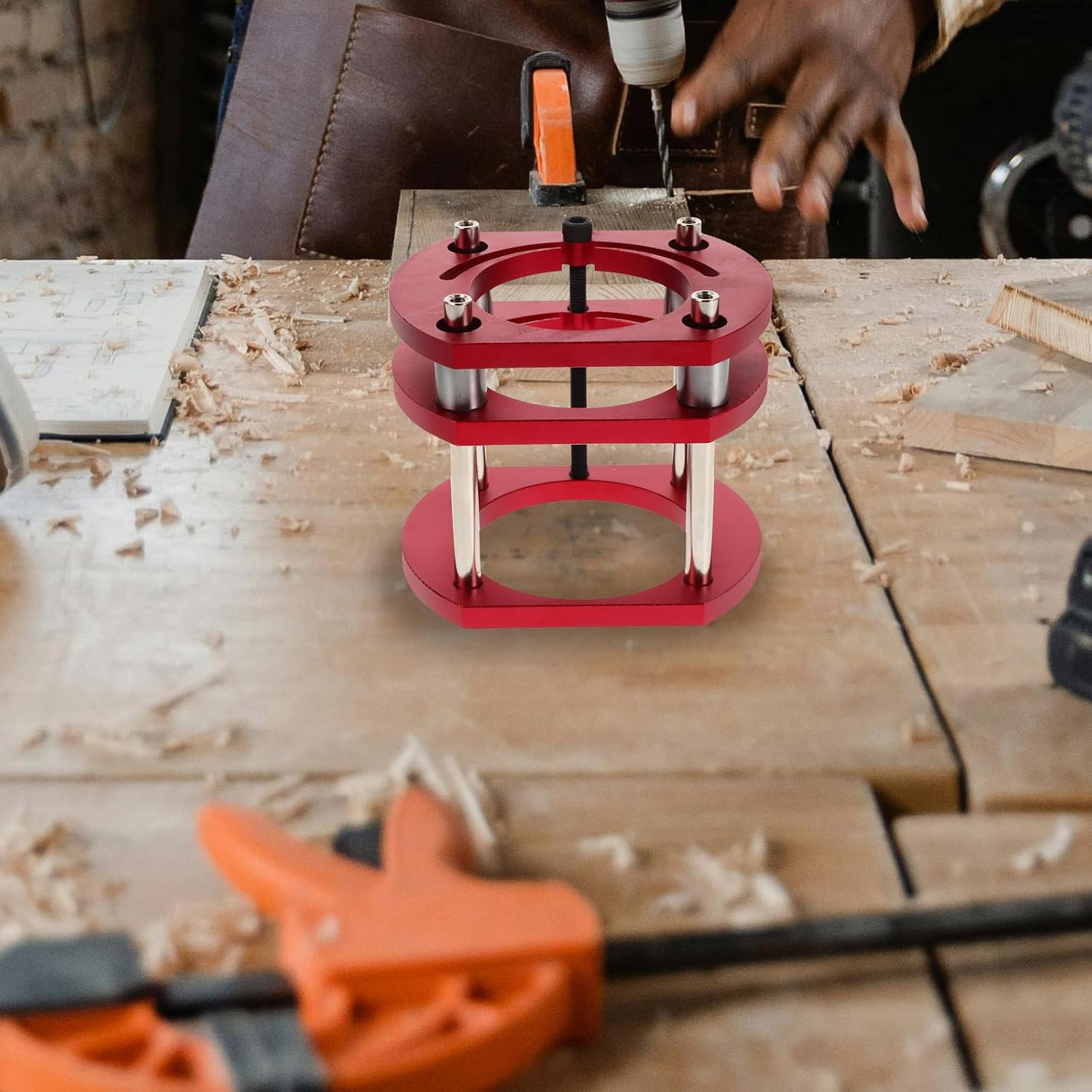 Mini Router Table Lifting Base with Precision Slotting and Tenoning Features, Iron Material Woodworking Router Table Insert Plate for Workshops and Factories