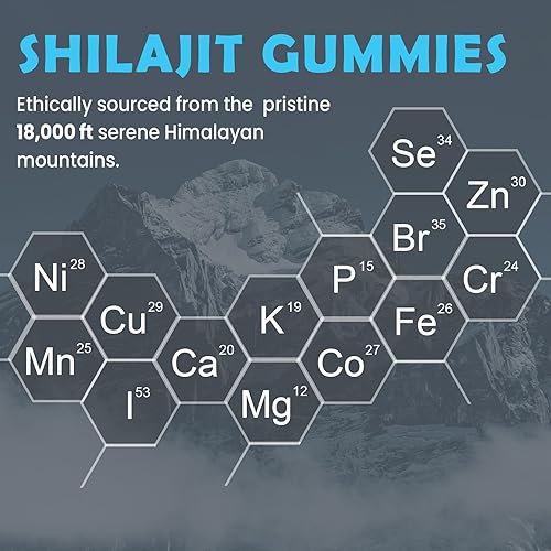 Miniatura 6 de Gomitas Shilajit sin azúcar de 1400 mg con Chaga y Ashwagandha, Shilajit para hombres y mujeres, suplemento Shilajit 100% natural y orgánico,