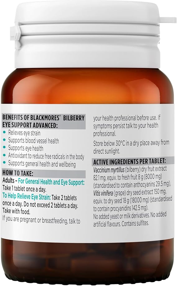 Blackmores Bilberry Eye Support Advanced 30 Tablets