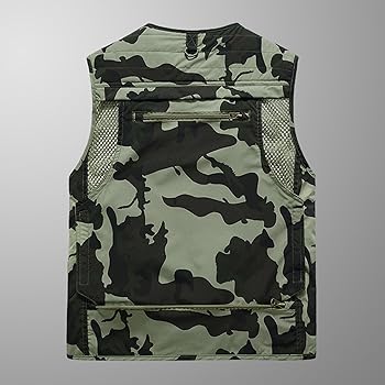 Chaleco Sin Mangas Hombre - Múltiples Bolsillos, Verde, Talla L, Mezcla Algodón, Peso 720g