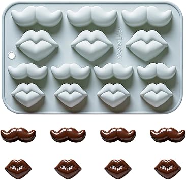 3D Silicone Lips and Moustaches Shaped Molds for Chocolate, Candy
