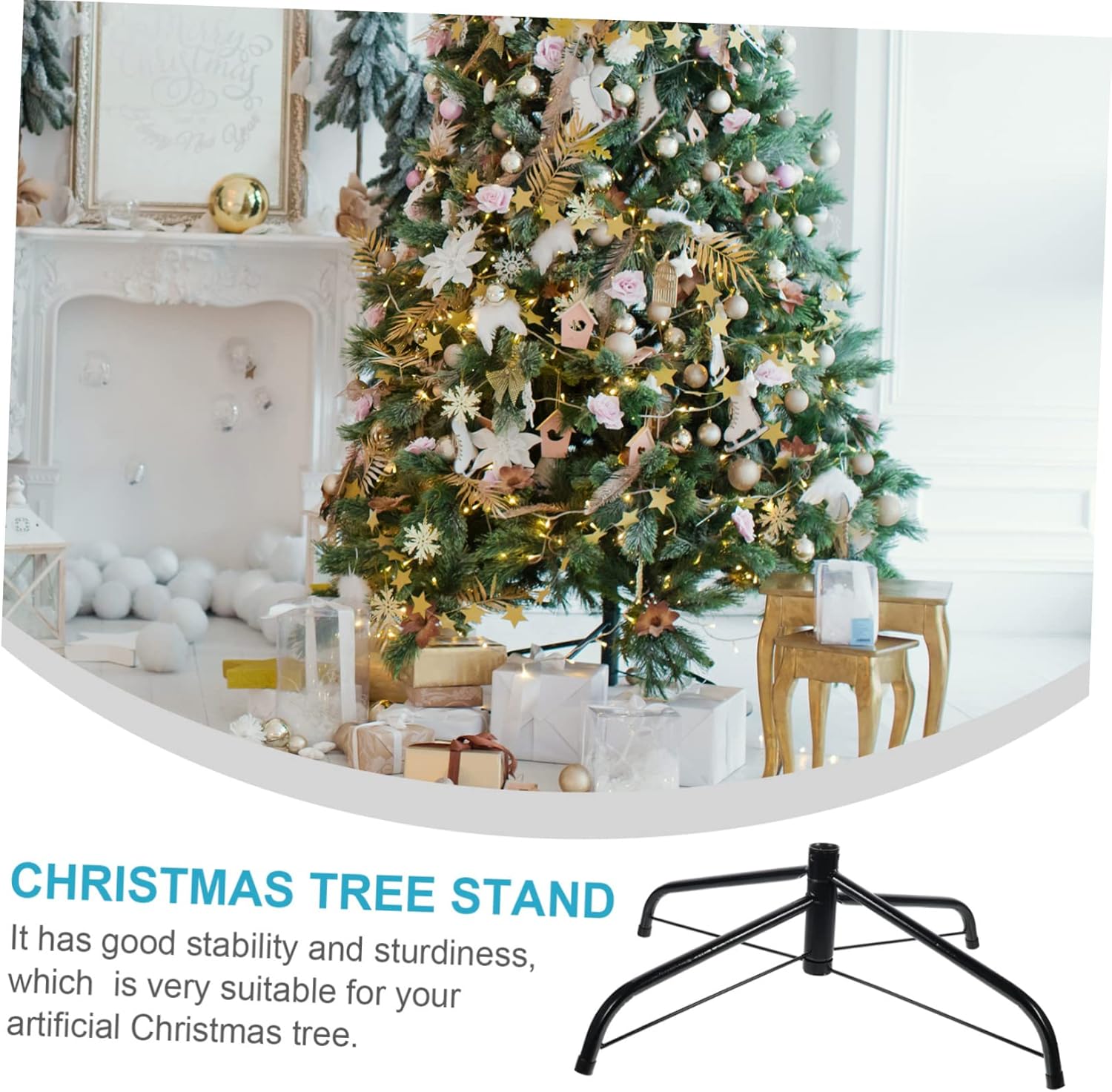 1pc Christmas Tree Stand Sturdy Xmas Tree Holder Tripods for Stability Fits Poles Convenient Screw Fixing for Secure Support Base for Holiday Decor