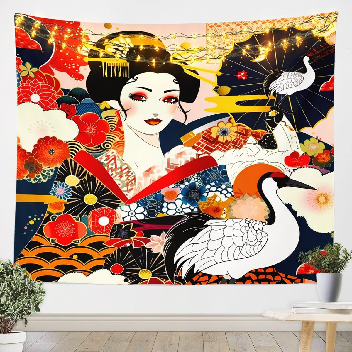 jejeloiu Japanese Style Tapestry Large 59"x82" Kids Mount Fuji Pattern Wall Hanging for Boys Girls Teens Ink Painting Wall Blanket Black White Wall Art Room Decor Tapestries image 4