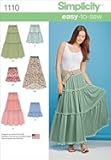 Simplicity 1110 Learn to Sew Tiered Skirt Sewing Pattern for Women, Sizes XXS-XXL