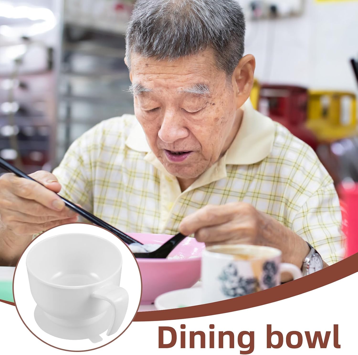 Anti Spill with Ergonomic Handle and Suction Base Senior Dining Bowl