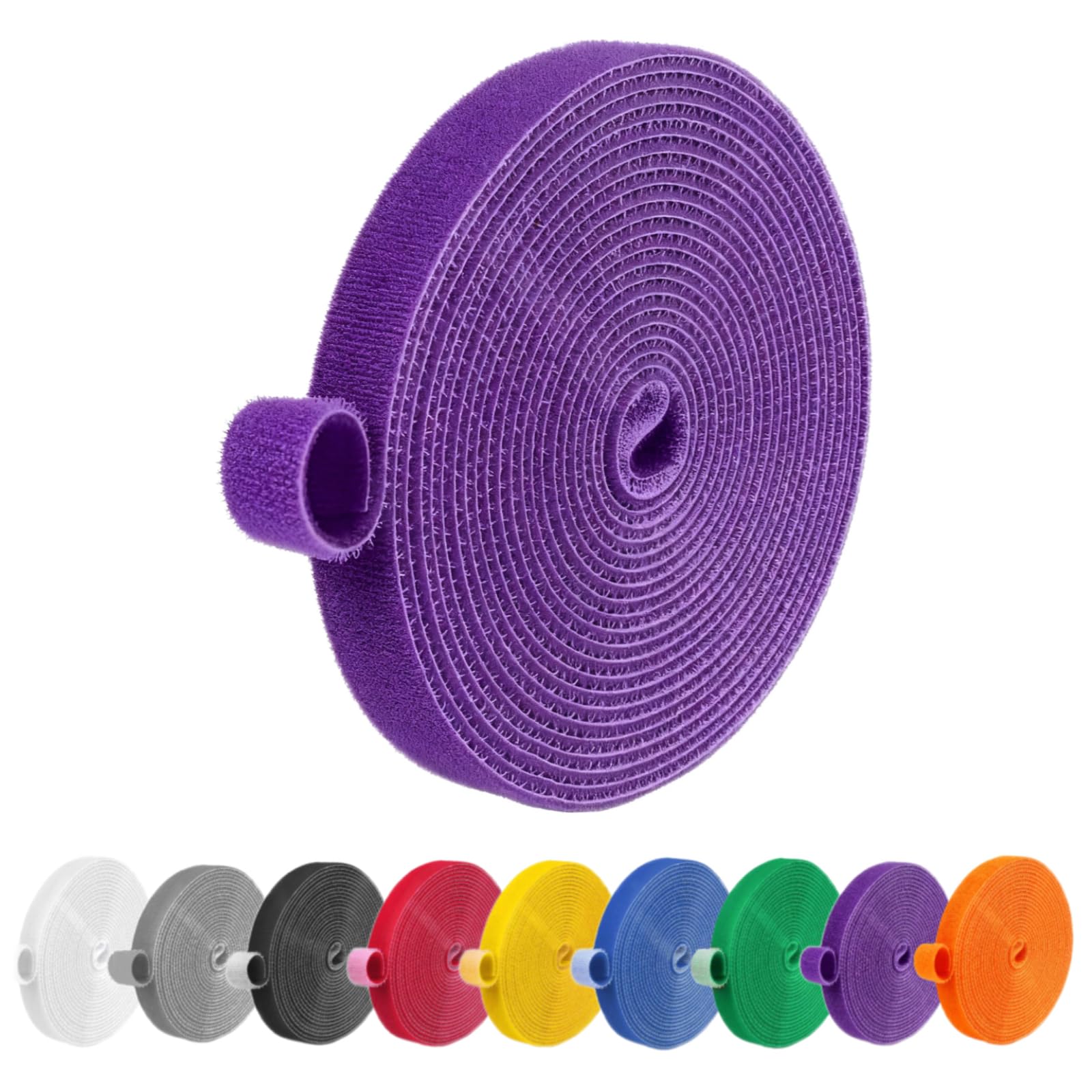 IFNOW 32FT Reusable Fastening Tape Cable Ties Double-Sided Hook-and-Loop Cable Management Tape Strength and Durability 0.4''/Width (1, Purple)
