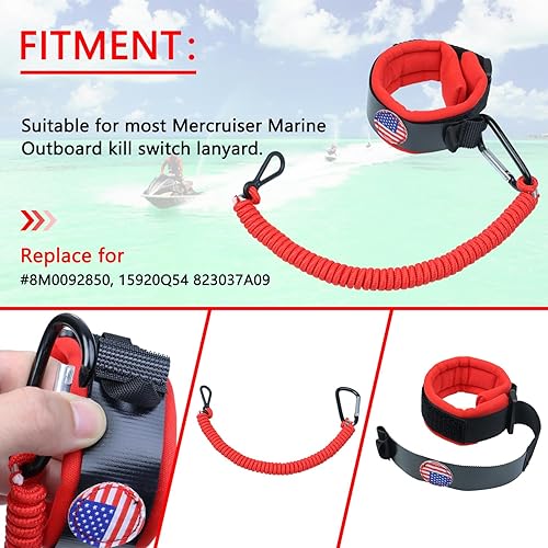 Miniatura 9 de Correa de repuesto para llave de interruptor de moto acuática, cordón de parada de seguridad de emergencia para barco, correa de muñeca para la