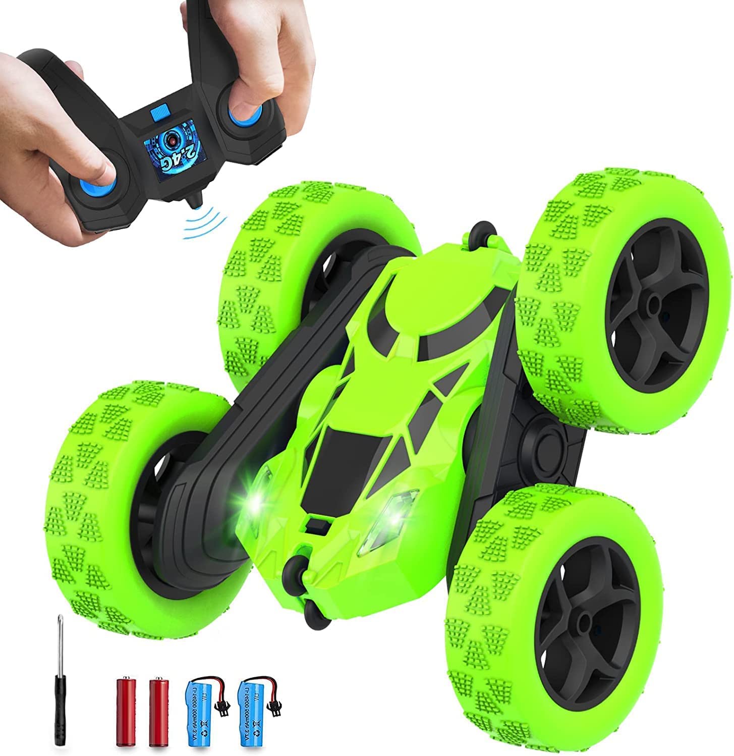 Preeminent RC Car Toys Remote Control, RC Cars 360 Degree Flips Double Sided Rotating 4WD 2.4Ghz Outdoor Toys Car for Kids Birthday Gifts, Stunt Car for 3-12 Year-Old Boys (Blue)
