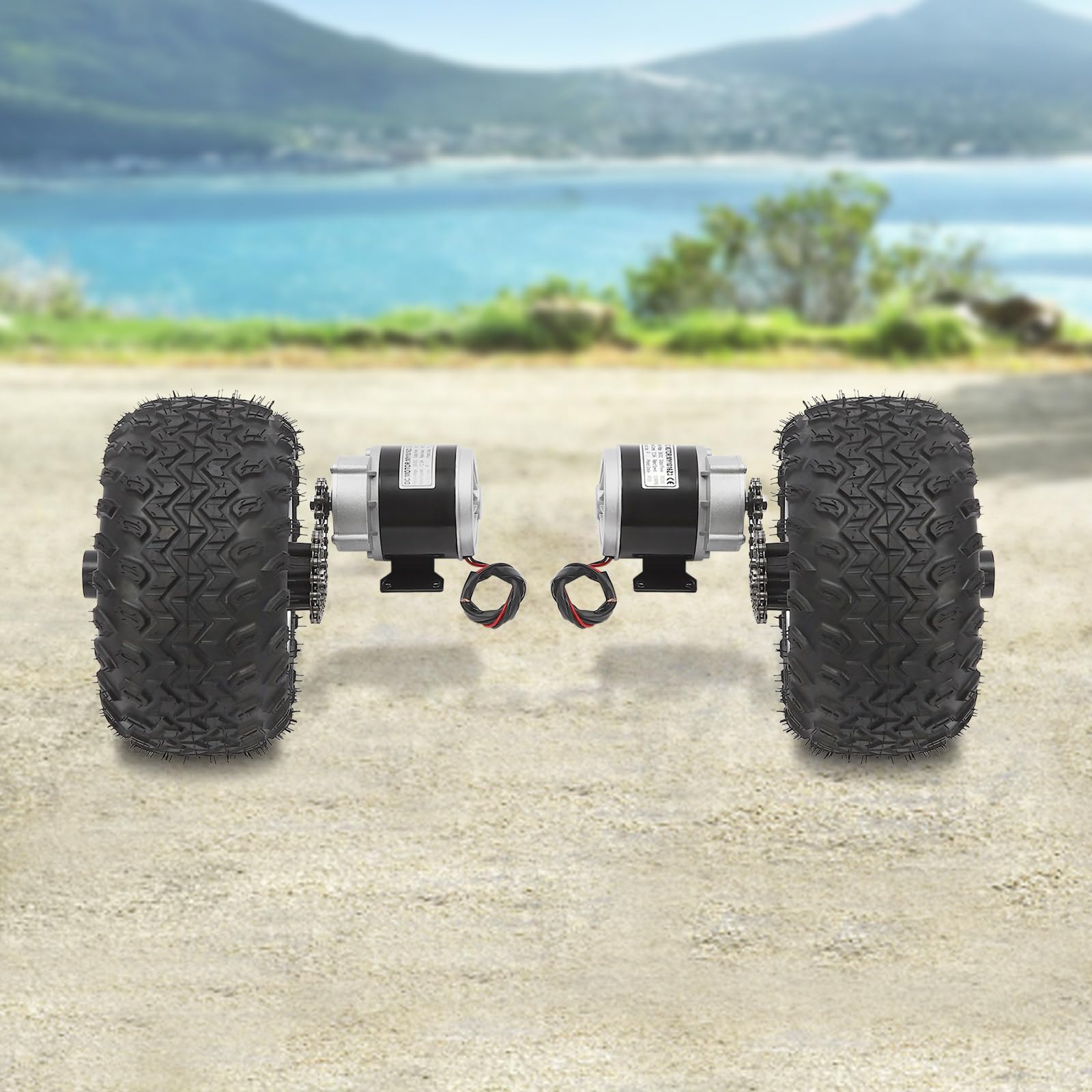 Set di ruote doppie, set di ruote con luci di controllo della batteria e interruttore a pulsante, motore Drive Air Wheel Conversion Kit per scooter elettrico e scooter da spiaggia, leva del