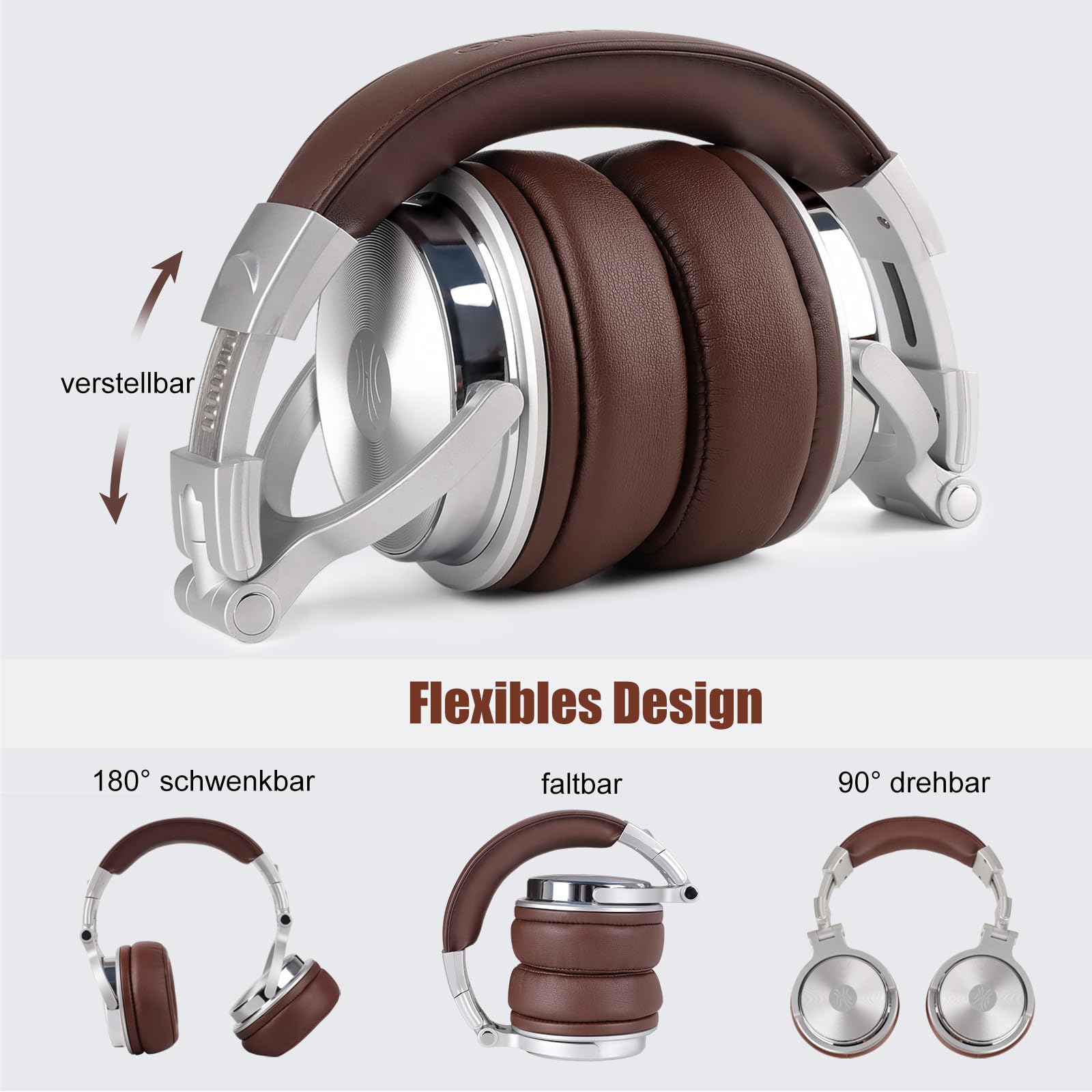 OneOdio Over Ear Kopfhörer Geschlossene Studiokopfhörer mit Kabel, Mikrofon,Share Port, Protein-Leder-Ohrmuscheln für Podcast, Recording, Monitoring PC TV Adapter Frei Stereo DJ Headphones
