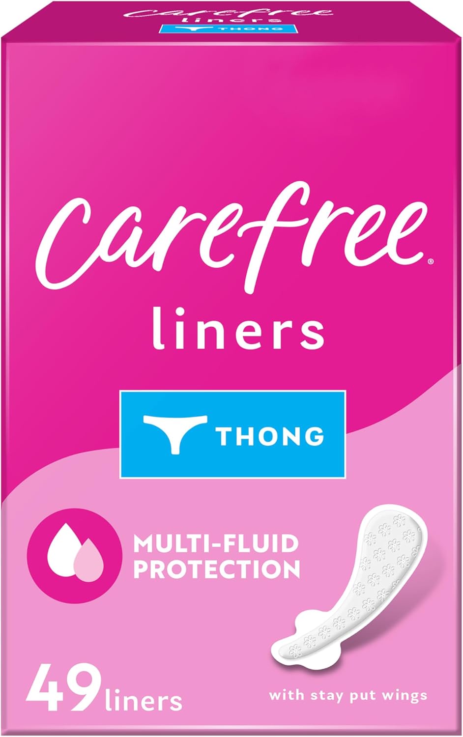 Carefree Thong Regular Unscented Liner, 49 Ounce