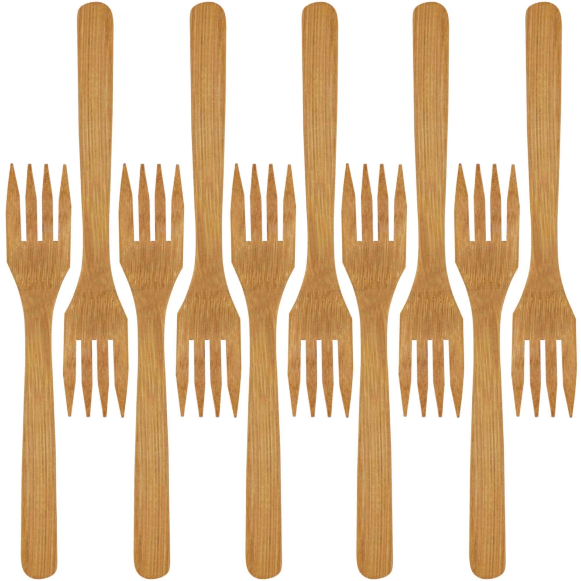 BambooMN Geschirr, Esslöffel, Suppenlöffel, Gabel, Messer, Teelöffel, Gabellöffel – 10/30/100 Stück Forks, 8"