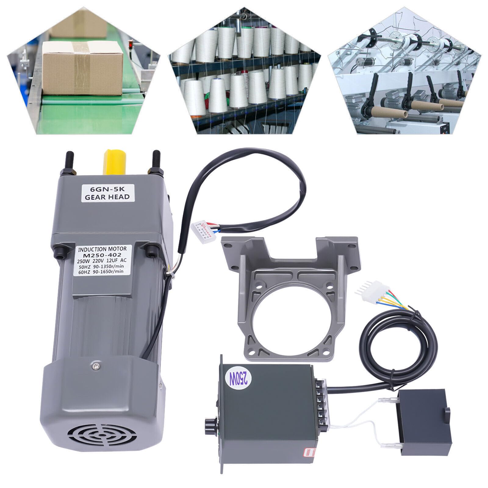 Elektromotor Einstellbarer Geschwindigkeit 220V 250W AC Gear Motor Elektromotor Getriebemotor mit Drehzahlregler 0-270 RPM