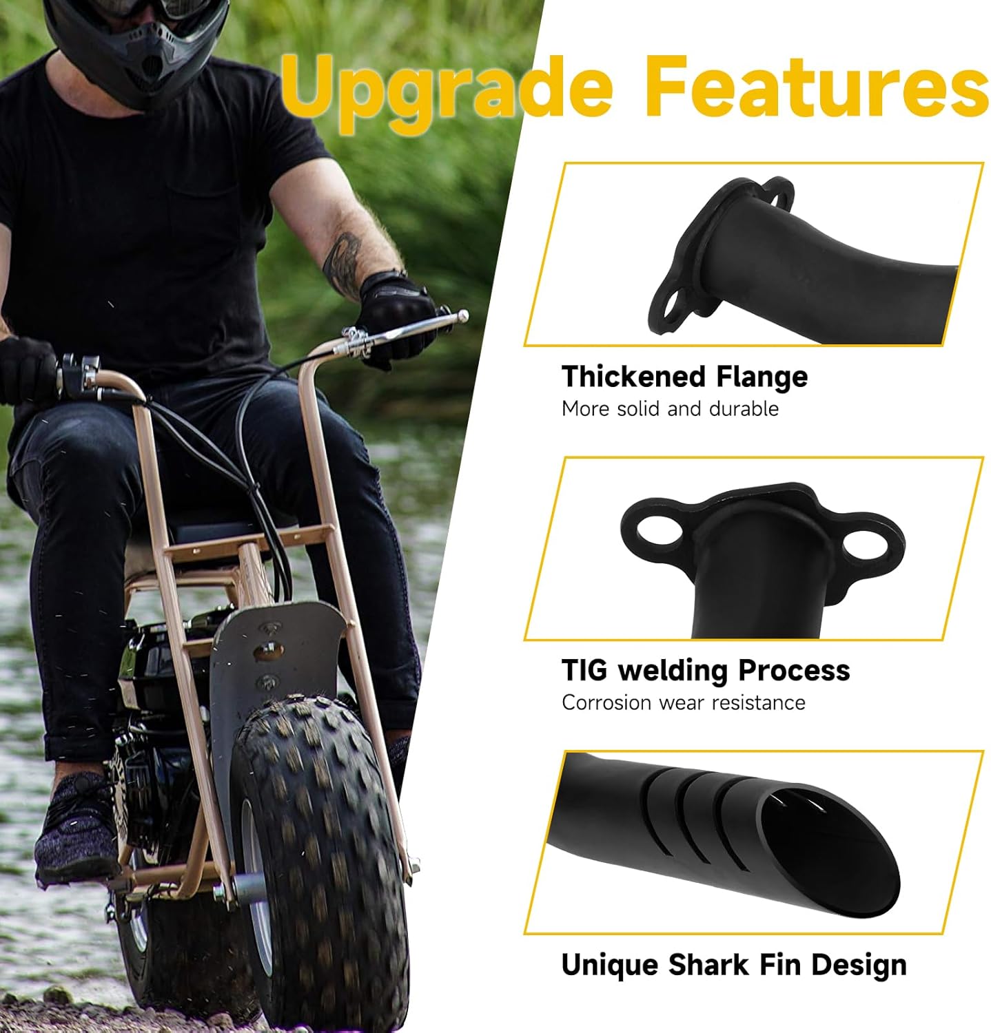 HIAORS 212cc Exhaust Pipe Jet Kit Compatible with Predator 224cc 196cc Mini Bike Coleman CT200U BT200X CT200U-EX Baja Warrior MB200 Axis M200 GX200 6.5hp Clone Engine KT196 Go Kart Parts