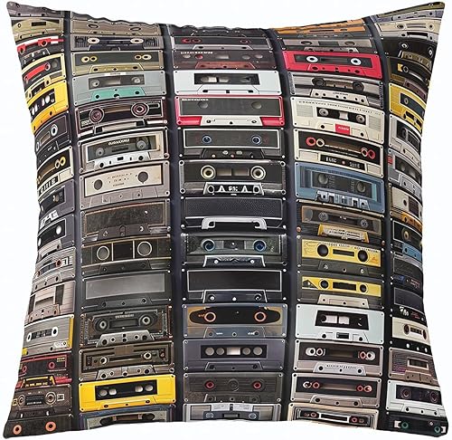 Erosebridal Funda de cojín con diseño de radios vintage, con cinta de música retro, con cassette, reproducción de música, grabación, para niños,