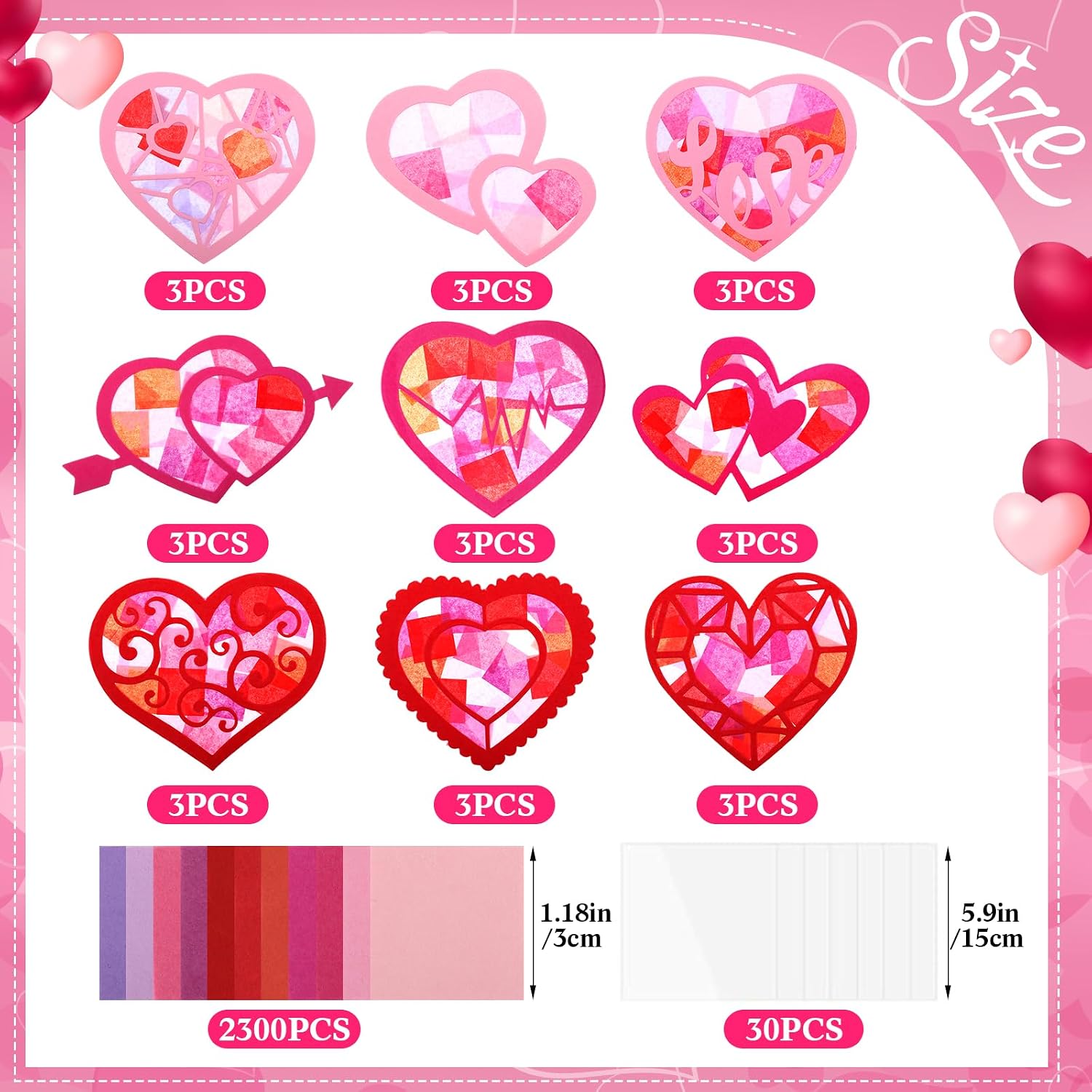 Zonon 27 Pcs Valentine's Day Suncatchers DIY Paper Craft Kits Gifts image 4