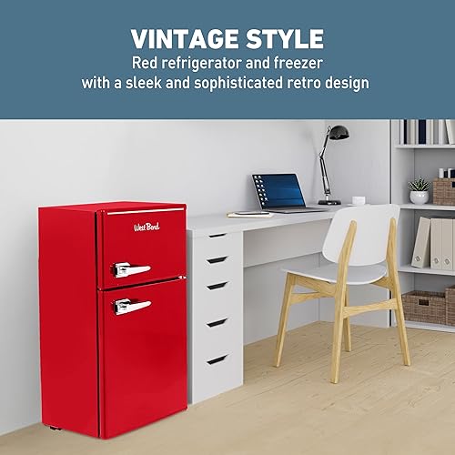 Miniatura 4 de West Bend WB0300RCR2XR - Mini refrigerador de estilo retro para oficina en casa o dormitorio, descongelación manual y temperatura ajustable, 3 pies
