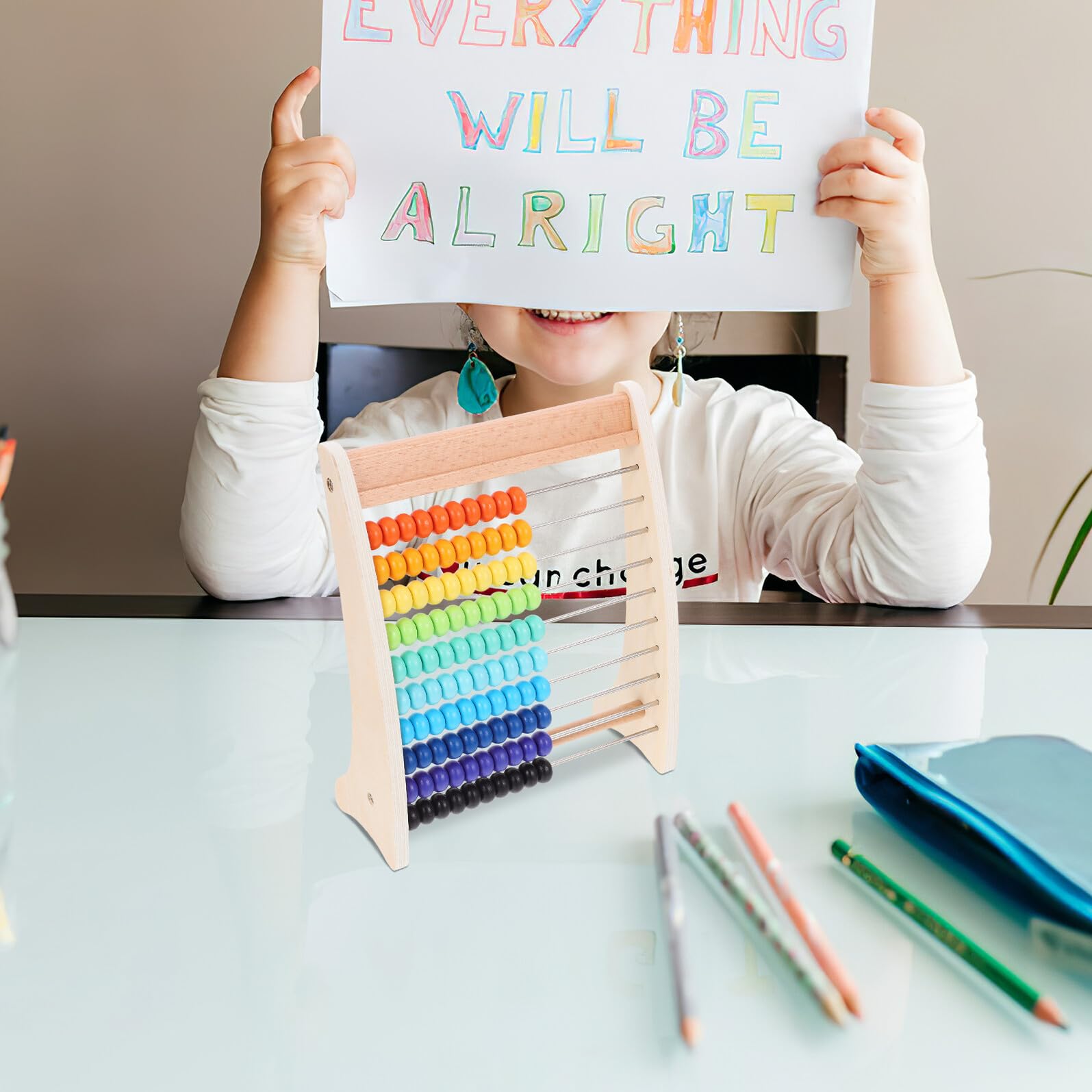Homoyoyo Boulier Éducatif en Bois pour Améliorer la Précision du Calcul Cognition Mathématique pour Garçon et Filles Outil Mathématique pour Apprentissage Quotidien et Relation