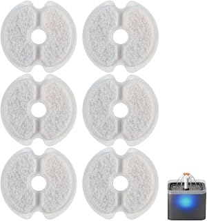 6pcs Cat Water Fountain Water Filter Replacement Water Filter Compatible with Fountains 2L, 2.5L/67oz & 84oz,Environmentally Friendly Activated Carbon, Resin and Cotton Triple Filtration