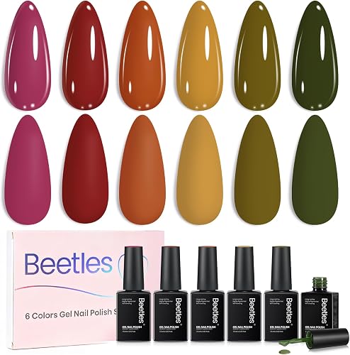 Beetles Fall Gel Polish Set - Forest Glow, 6 Colors Warm Earth Tone Gel Polish, 