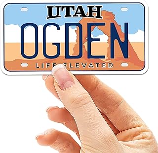 Utah License Plate Stickers - Choose Your UT City or National Park Sticker - Southwest Vinyl Decals for Hydroflask & Laptop - Cute SLC Gifts (Ogden)