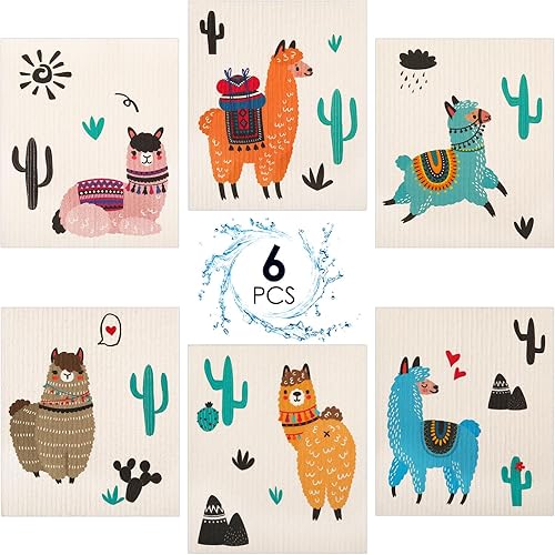 6 Pcs Swedish Kitchen Dish Towels - Absorbent Dish Cloths, Quick Drying, Washable Cleaning Wipes, No Odor Hand Towel (Alpaca)