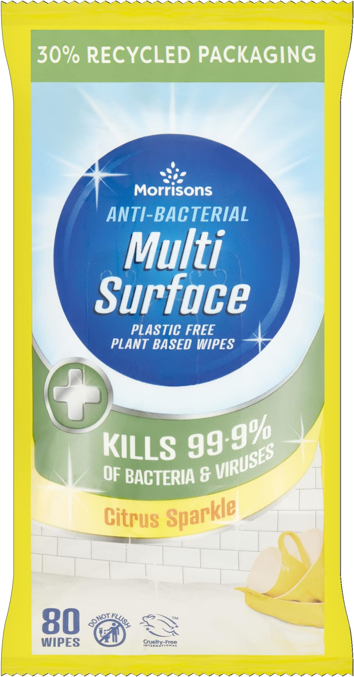 Morrisons Antibacterial Wipes Citrus 80 Pack