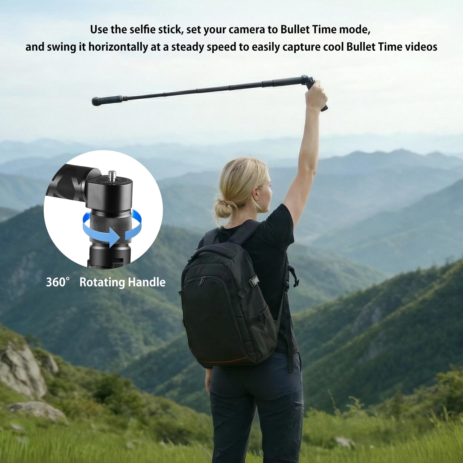 Trípode giratorio con mango de tiempo para Insta 360 X5/X4/X3 DJI Pocket 3/Go Pro, trípode de escritorio, cámara de acción, palo selfie