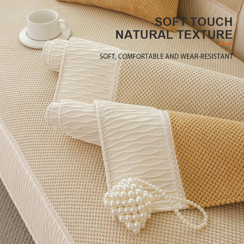 Housse canapé patchwork velours côtelé gris protection antidérapante - 2
