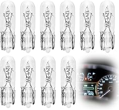 10pcs 12V T5 W1.2W LED Incandescent Dashboard White Light Incandescent Lighting Replacement for Car Motorcycle Truck
