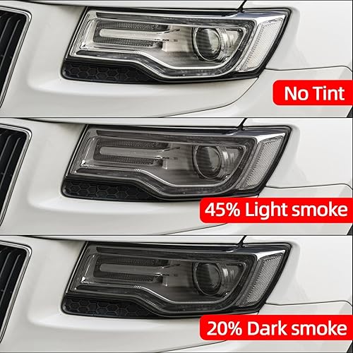 Miniatura 5 de Compatible con Grand Cherokee 2014-2020, 45% humo claro de vinilo tintado de película de vinilo precortada para Jeep, accesorios exteriores