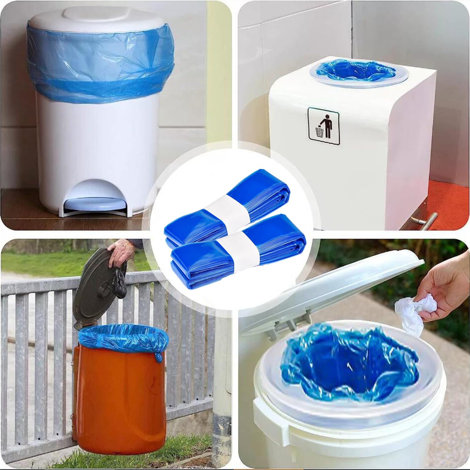 Sac Poubelle Couche Recharge 12 Pièces Grande Capacité Anti-odeur Compatible Tous Types (Bleu)