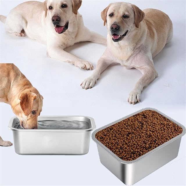 Foto 3 de 8 de Cuenco de agua grande de acero inoxidable de 1.25 galones para perros, cuenco de metal para agua y comida