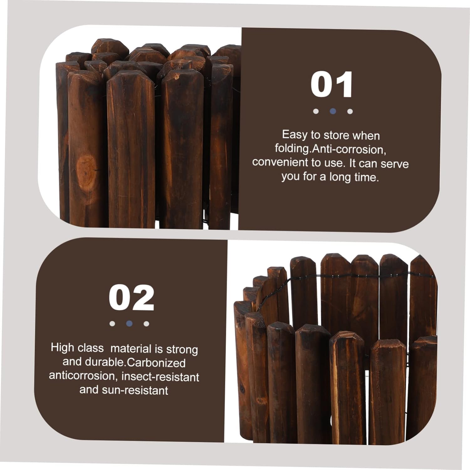 Garden Wood Fence Natural Outdoor Decorative Fence for Courtyard and Lawn Easy to Install Pastoral Style Wooden Barrier for Garden Landscaping and Projects