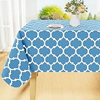 Vista 25 de Smiry - Mantel rectangular de vinilo impermeable con reverso de franela, lavable, a prueba de derrames, para mesa rectangular, comedor, campamento