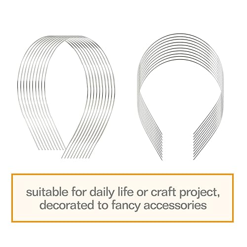 Miniatura 4 de Lawie Paquete de 20 diademas delgadas de metal duro en blanco de 0.069 pulgadas de ancho, bandas de alambre para el pelo, corona, tiara, accesorios