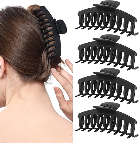 Pinzas de garra extra grandes de 5 pulgadas para cabello grueso y largo, paquete de 4 pinzas de garra extra grandes, pinzas de pelo antideslizantes