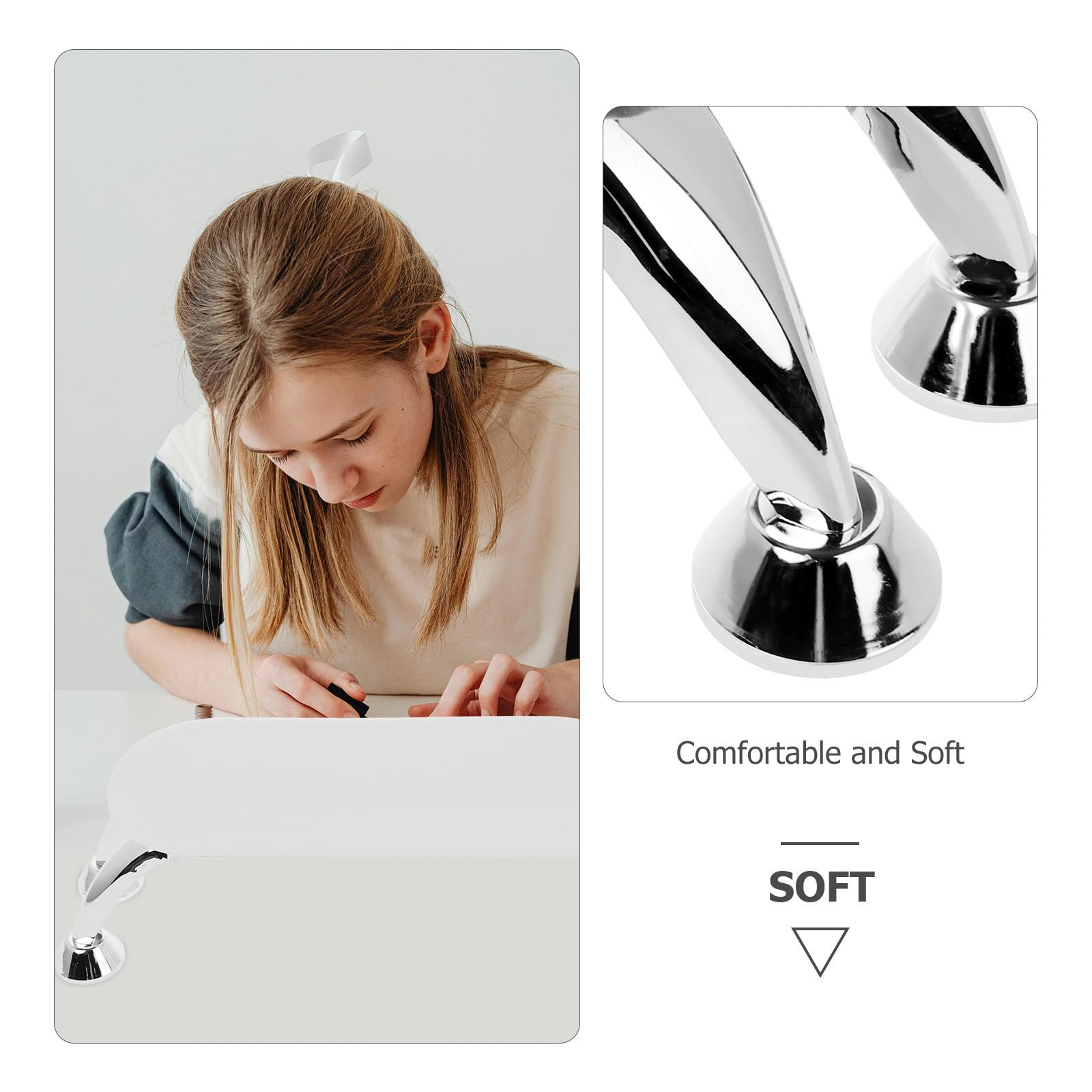 Reposamanos para Manicura Blanco de Pu y Hierro, Cojín Compacto y Portátil con Superficie Agradable para Salón de Uñas y Entrenamiento de Uñas