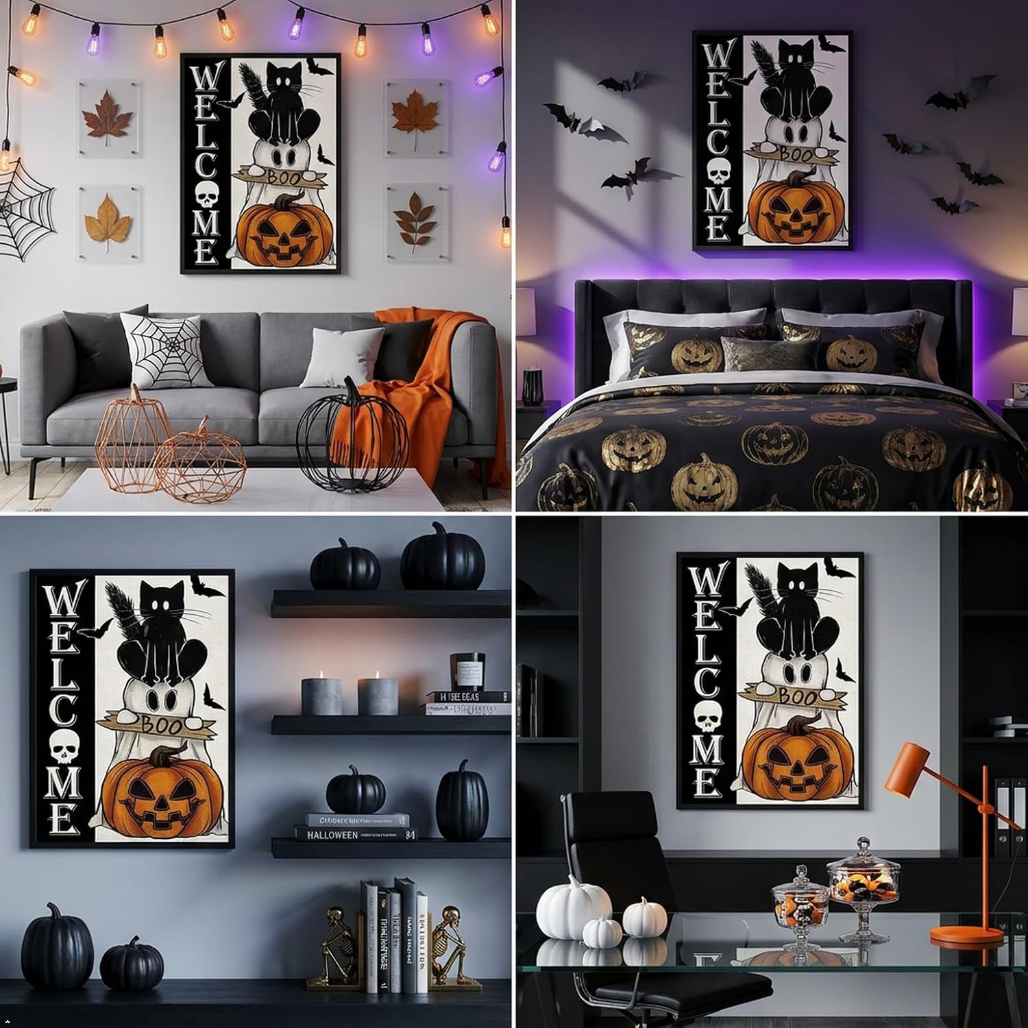 VIGEGU Halloween Stamped Cross Stitch Kits for Adults Beginners 12x16 inch